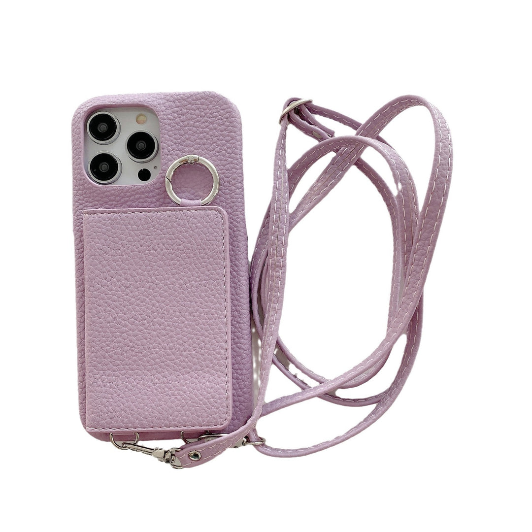 Lychee patroon links en rechter open schoonheid spiegel lanyard telefoonhoes