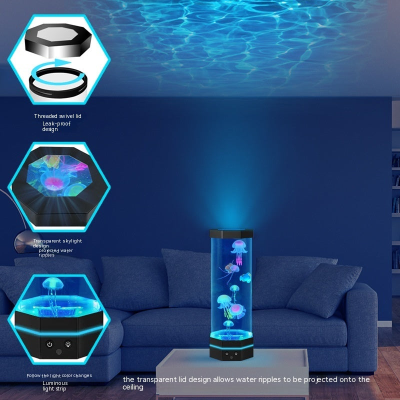 Meduusan laavavalaisin 17 Värit, jotka muuttavat 15 tuuman meduusan lamppua, kaukosäädin USB-plug-in-kuplakalalamppu Kids Night Light Creative Projector Lamp Home Decor