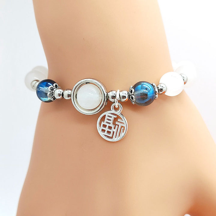 Bracciale a sfera di farfalla femmina Ins Design per interesse speciale Aquamarine Grey Moonlight