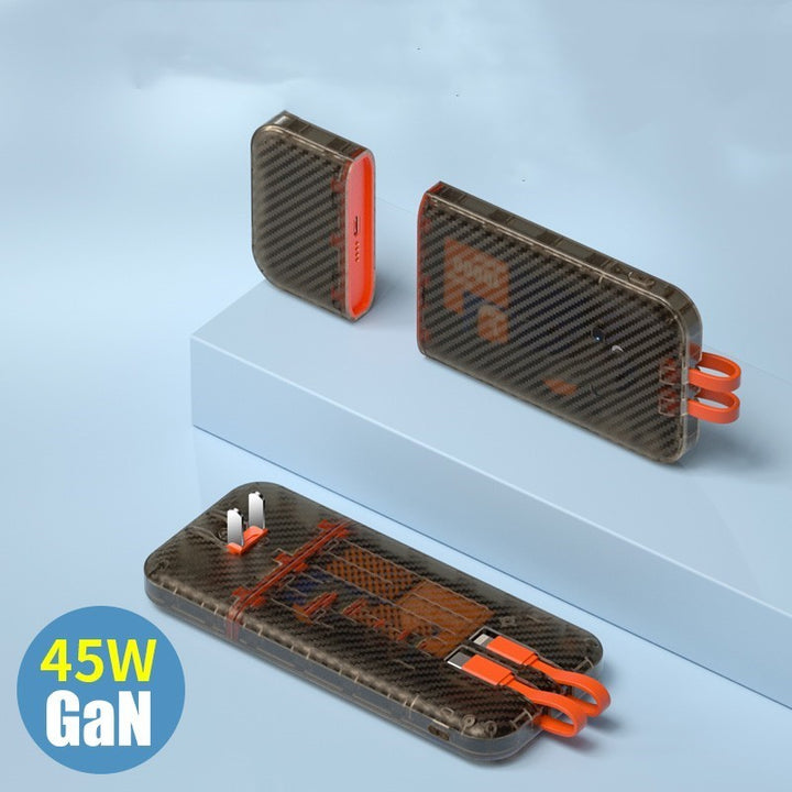 Banco de carga transparente separación de succión magnética Tipo 45W La carga rápida viene con enchufe de alambre