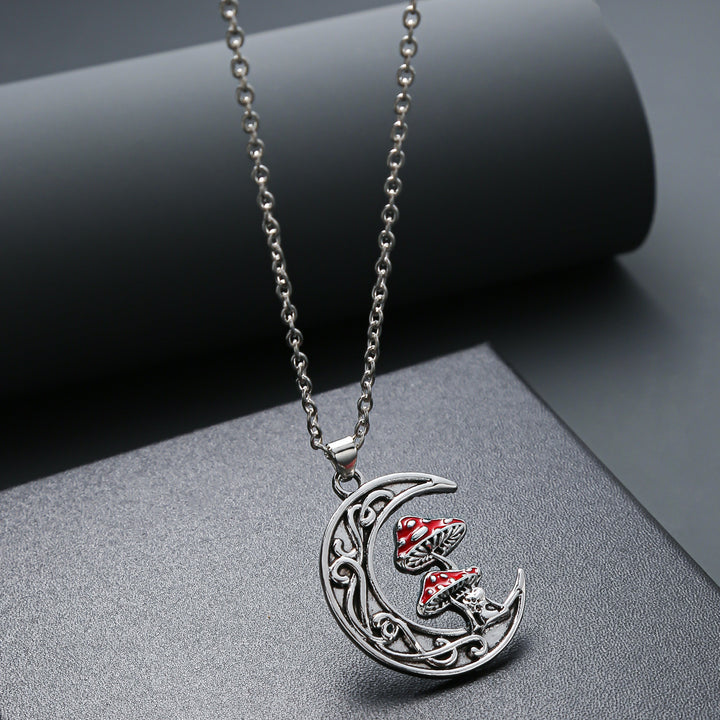 Retro Necklace Hip Hop Niche Moon Red Mushroom