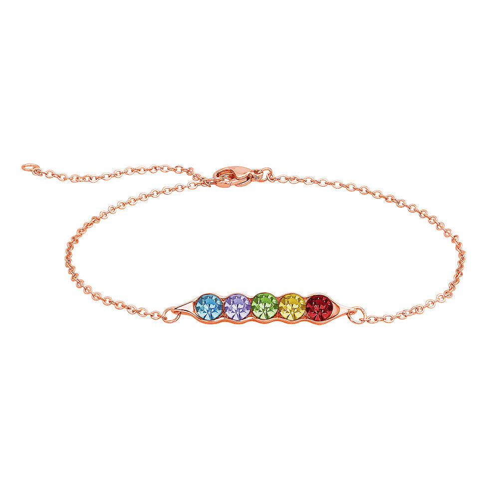 Fashion Pea Pod Female Diamant-verkrustet 12-Farben-Geburtssteinarmband