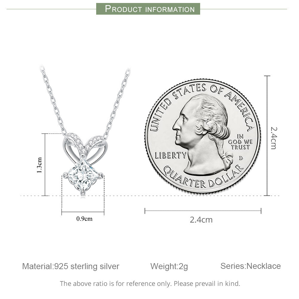 Originele sterling zilveren S925 vierkante zirkonium ketting modieus en eenvoudig