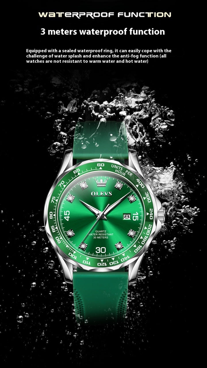 Green submariner cuarzo reloj luminoso para hombres