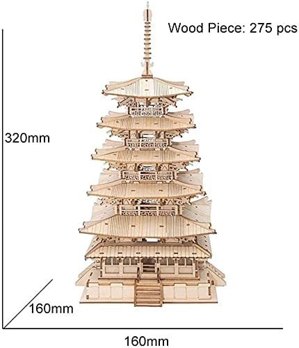 Robotime beş katlı pagoda 3d ahşap bulmaca oyuncakları çocuklar için çocuklar için doğum günü hediyesi tgn02
