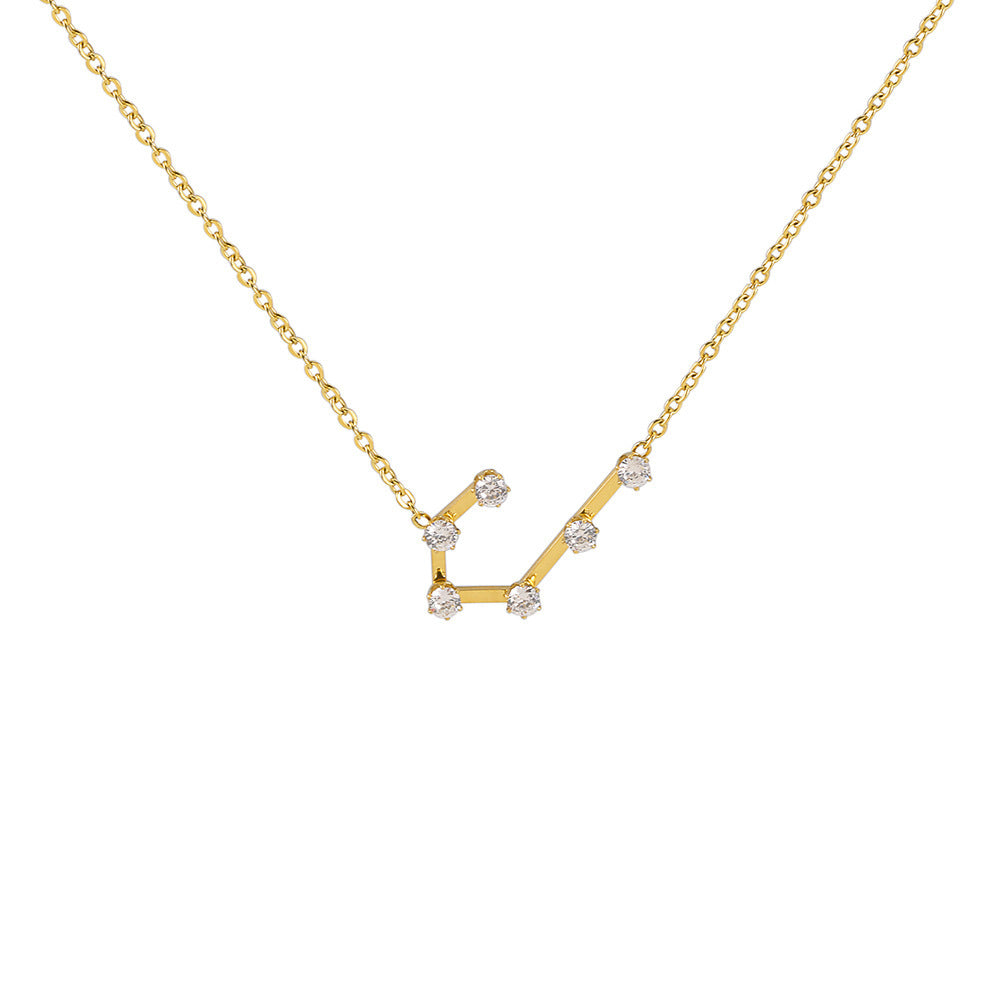 Diamond bewaker titanium staal vrouwelijke sleutelbeen ketting twaalf constellaties ketting