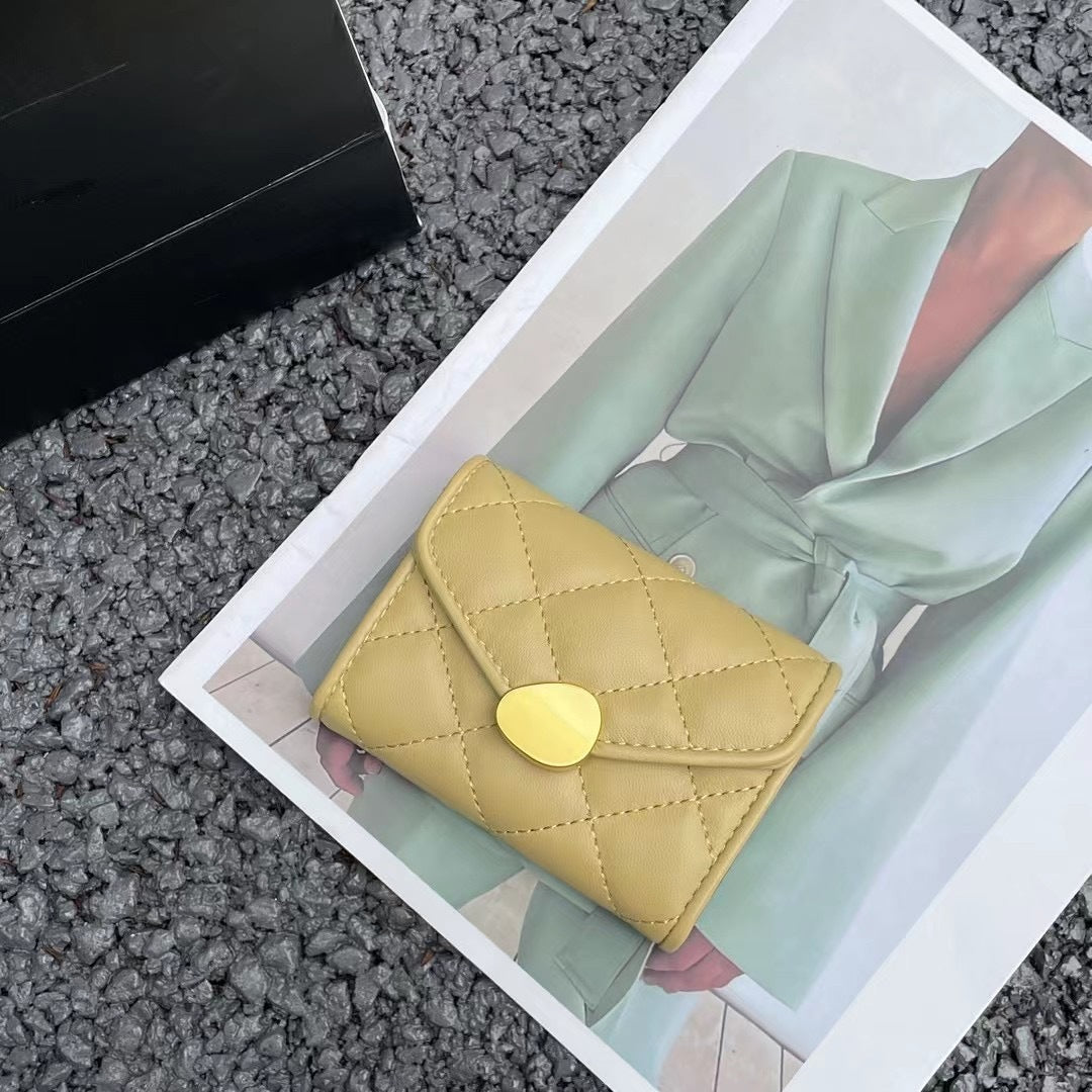 Frauenflip Rhombus Leder kurzer Brieftasche