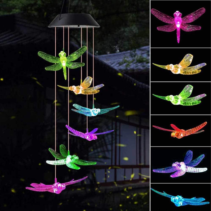 Utendørs solvind Chime Lamp Hummingbird Butterfly Ball Wind Chime Garden Dekorasjon