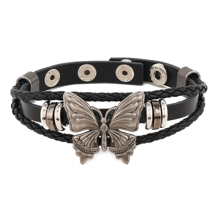 Ins New Dark Style Punk Butterfly Leather Bracelet