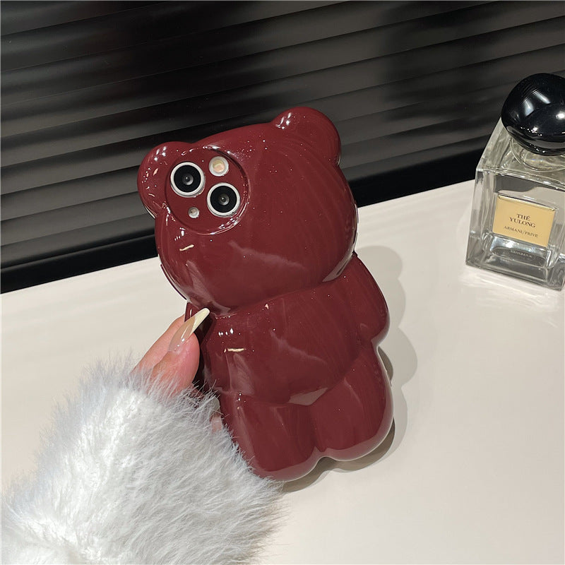 Solid Color tredimensionell björn söt anti-fall söt ny anti-fall-telefonfodral