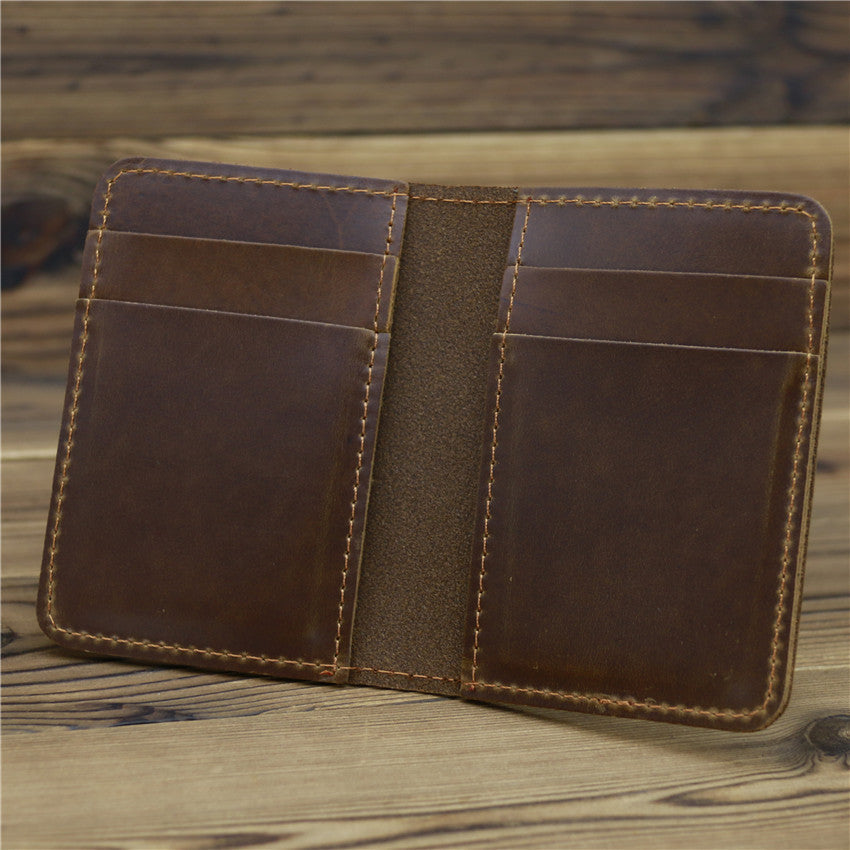 Men's eerste laag van cowhide -kaartkast Pocket eenvoudig