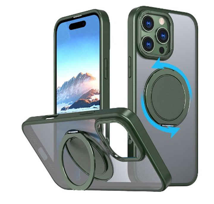 Magnetic Transparent 360 Rotating Bracket With Fulcrum Drop-resistant Phone Case