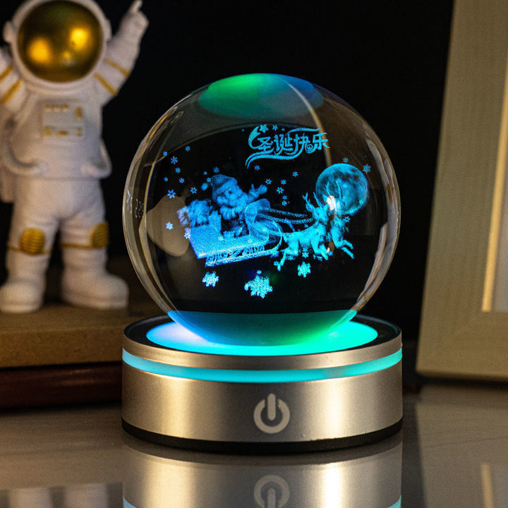Yaratıcı 3D İç Oyma Aydınlık Kristal Top Renkli Gradyan Küçük Gece Lambası Ev Dekorasyonları Hediyeler Seçimi