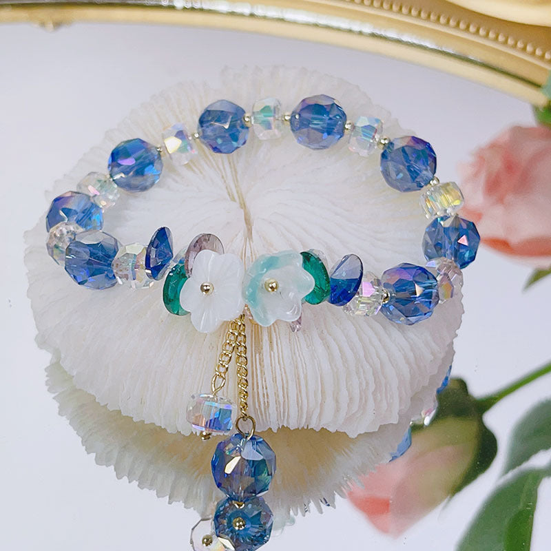 Groot bloembladen kleurrijke bloem kristallen armband mode