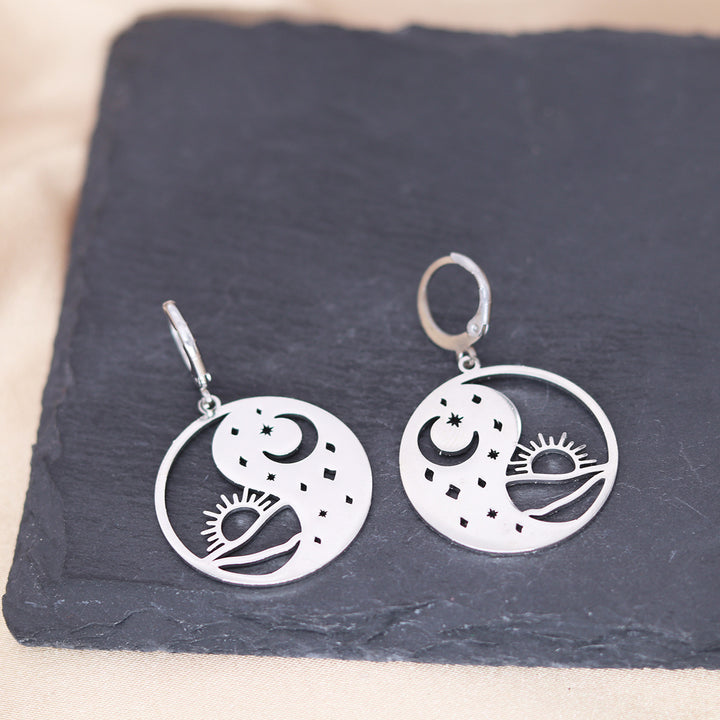Bagua yin yang tai chi ring oorbellen voor vrouwen