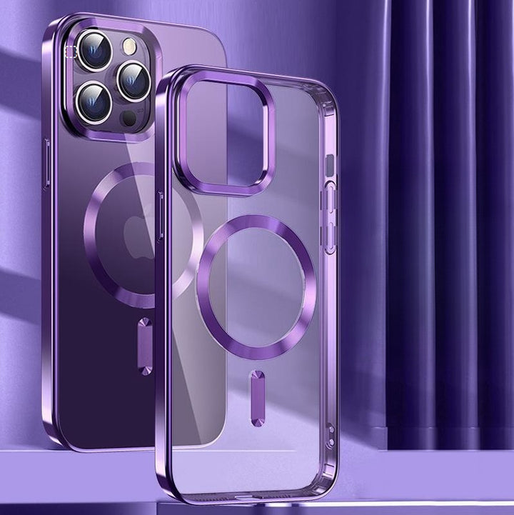 NOUVEAU Étui de téléphone transparent magnétique électroplate