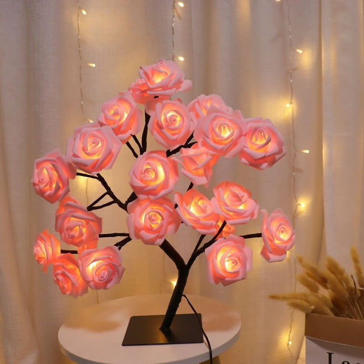 Decoración de la lámpara del árbol de rosa de la habitación del dormitorio