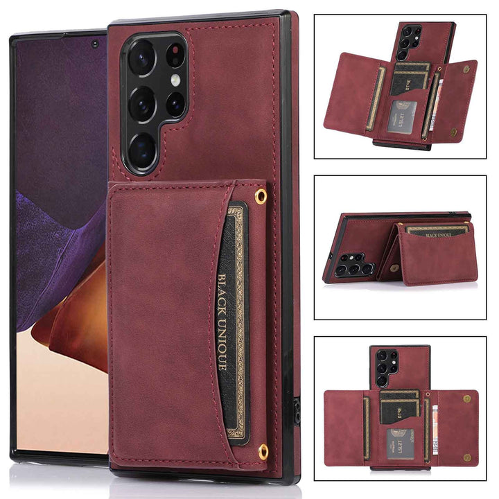 Üç katlı cüzdan kartı çıkaran deri telefon kasası
