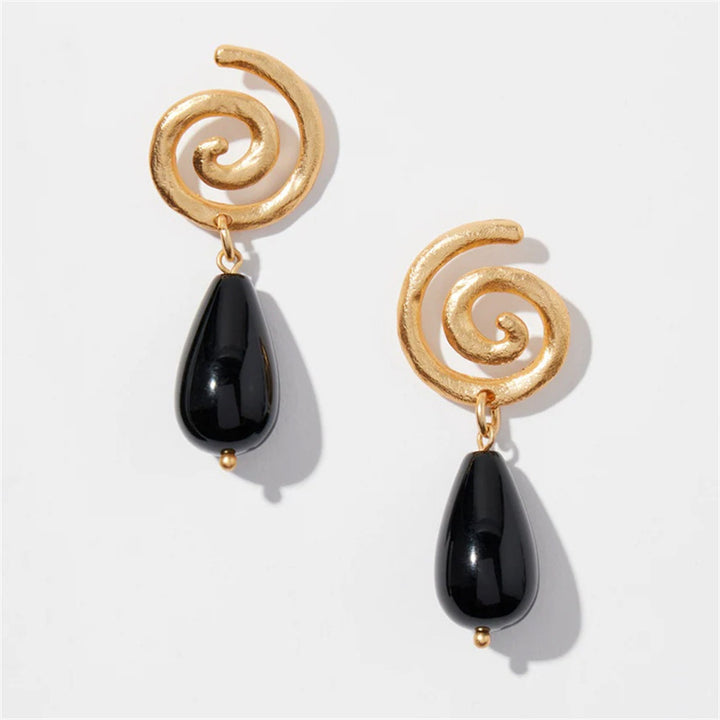 Boucles d'oreilles de drop pour femmes obsidienne