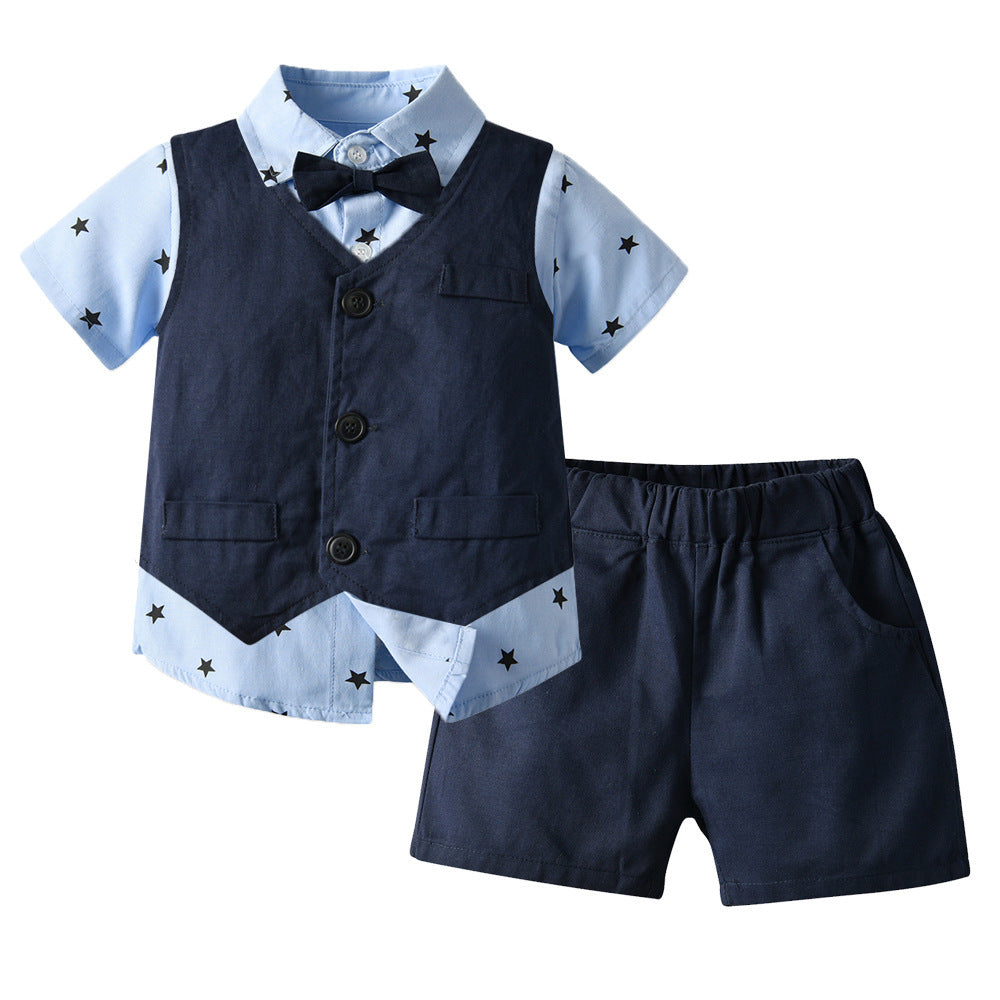 Kinderkleidung Sommer Neues Kinder koreanischer Stil One -Stück Dropshipping Baby Boy's Weste Kurzarm Shirt Kinder Geburtstagskleidung