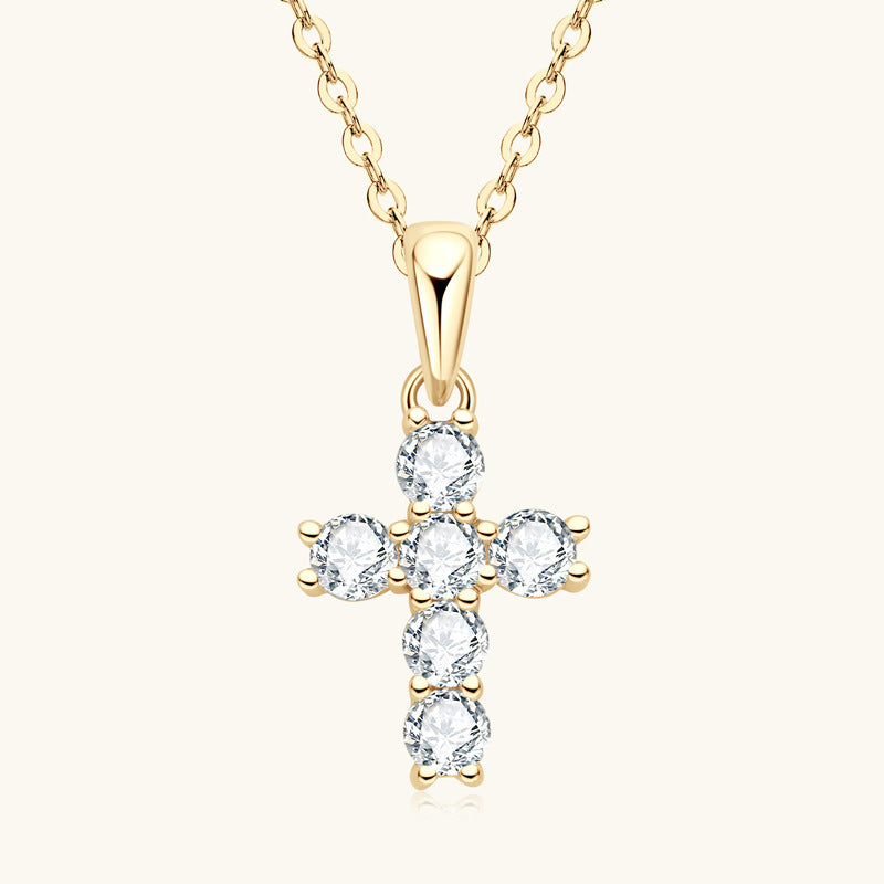 INS Cross Diamond Necklace Fraincis Retro 925 Pendant Airgid