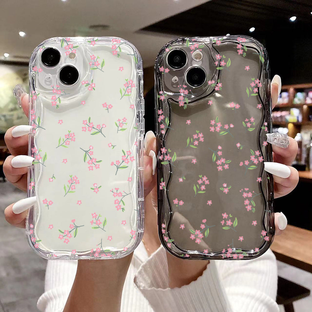 Fashion Brand Cream Pattern Transparent Case 15 Phone CaseFlowers