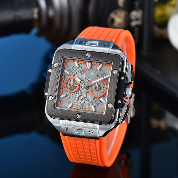 Quartzo Hollow Square assista homens de silicone multicolor