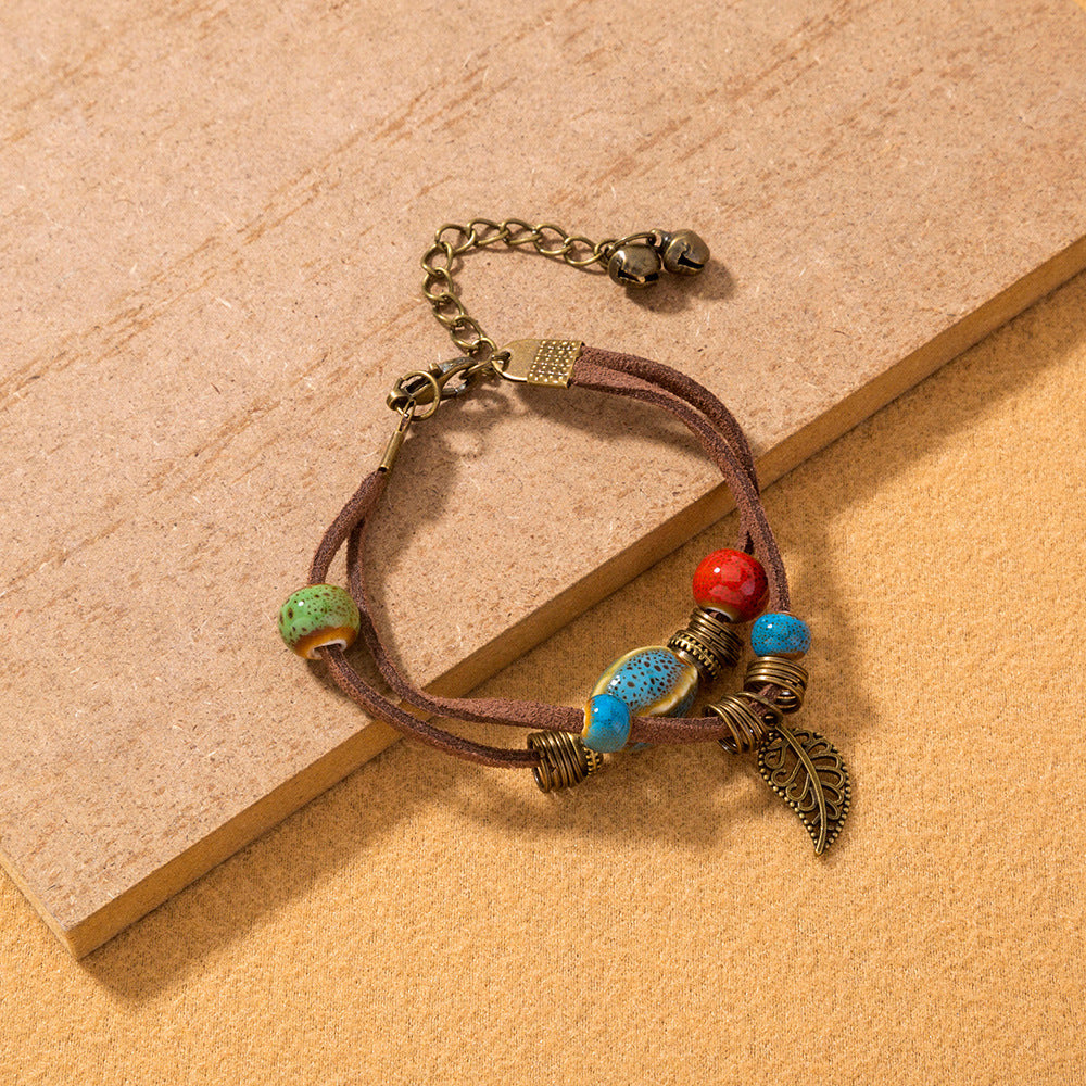 Pulsera de cabecera tejida a mano cerámica bohemia pareja pulseras