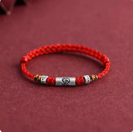 Pure Silver Twelve Zodiac Red Rope Bracelet
