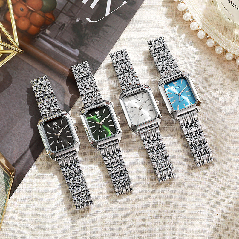 Fashion Simple Square Steel Strap Woman's Watch