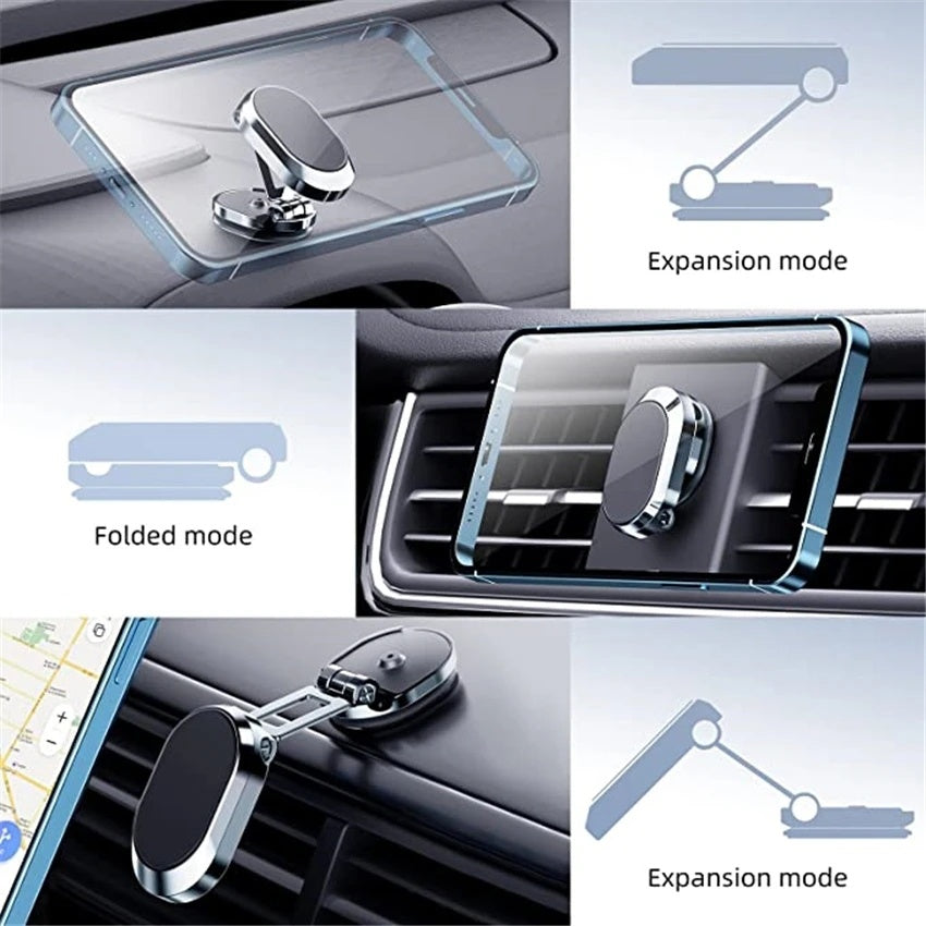 Поверните металлический магнитный держатель автомобильного телефона складной универсальный мобильный телефон подставка для воздушного вентиляционного отверстия