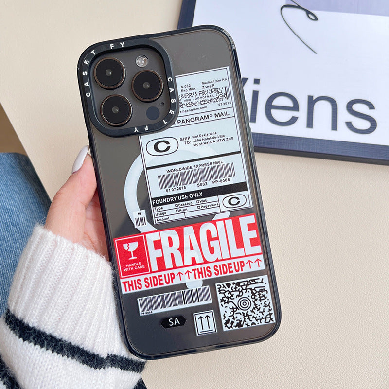 Caja de teléfono magnético resistente a la caída de la etiqueta frágil