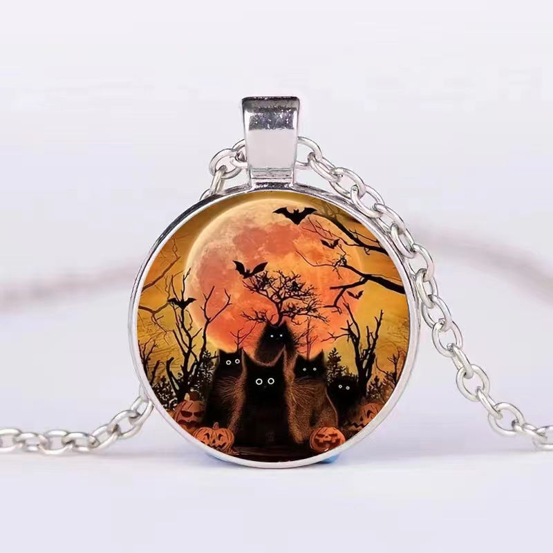 Halloween Round Pumpkin Ghost Bat Collier Hommes et femmes Personnalité Collier Collier Fashion Bijoux Accessoires