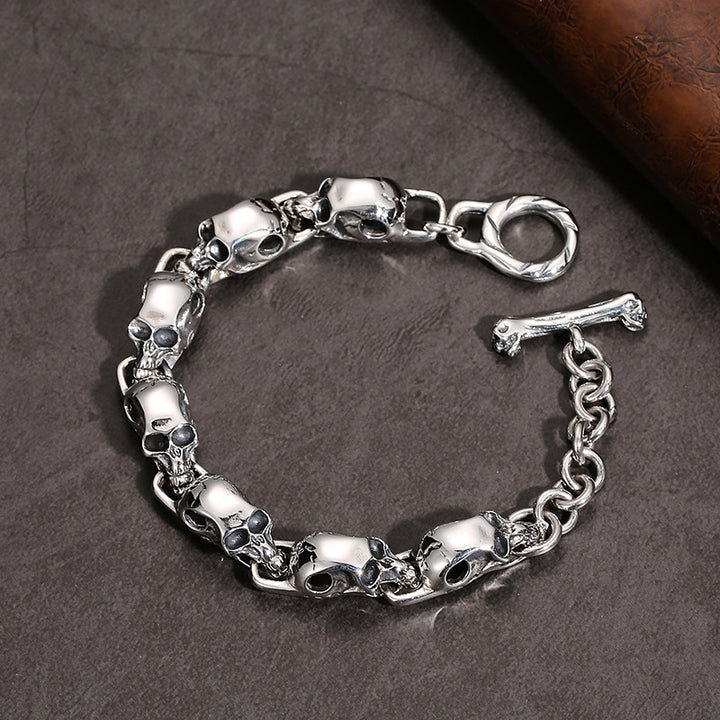 S925 Bracelet Sterling Silver Punk Skull