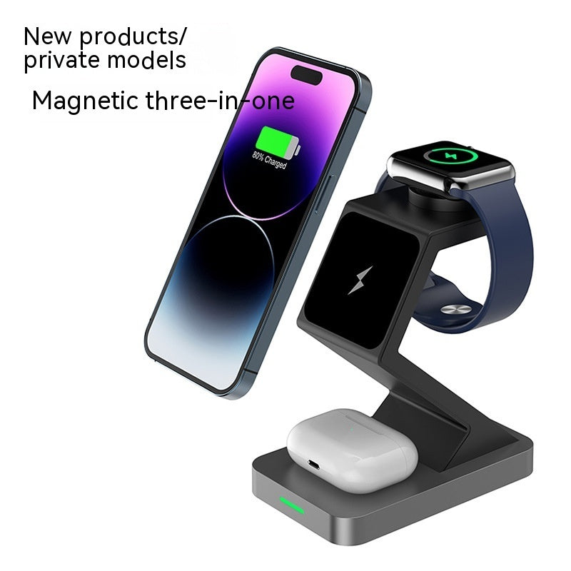 Three In One Magnetic Wireless Charger Phone Holder