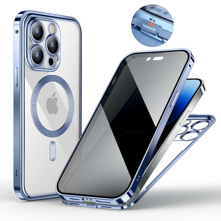 Supporto magnetico in metallo anti-privacy Magnetico supporto wireless Ricarica a doppia faccia a doppia copertina di protezione del telefono