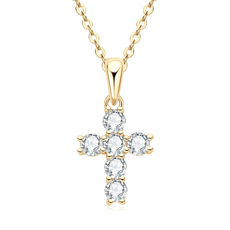 Ins Cross diamant halskjede fransk retro 925 sølv anheng