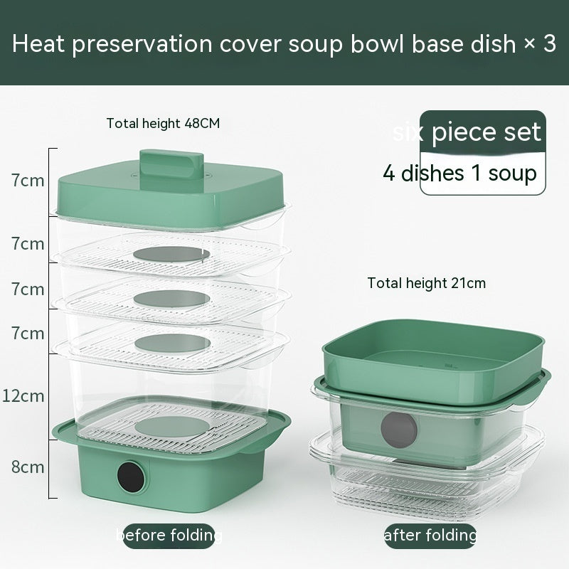 Flerlagsrettighet Deksel Varmebevaring Kjøkken Deksel Spisebord Restoppbevaring Boks Transparent Stack Cooking Hood Damper