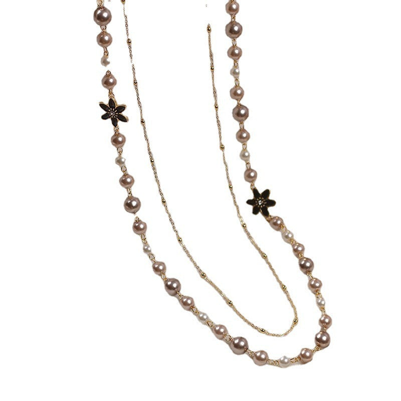 Classic Style Pearl Flower Sweater Chain