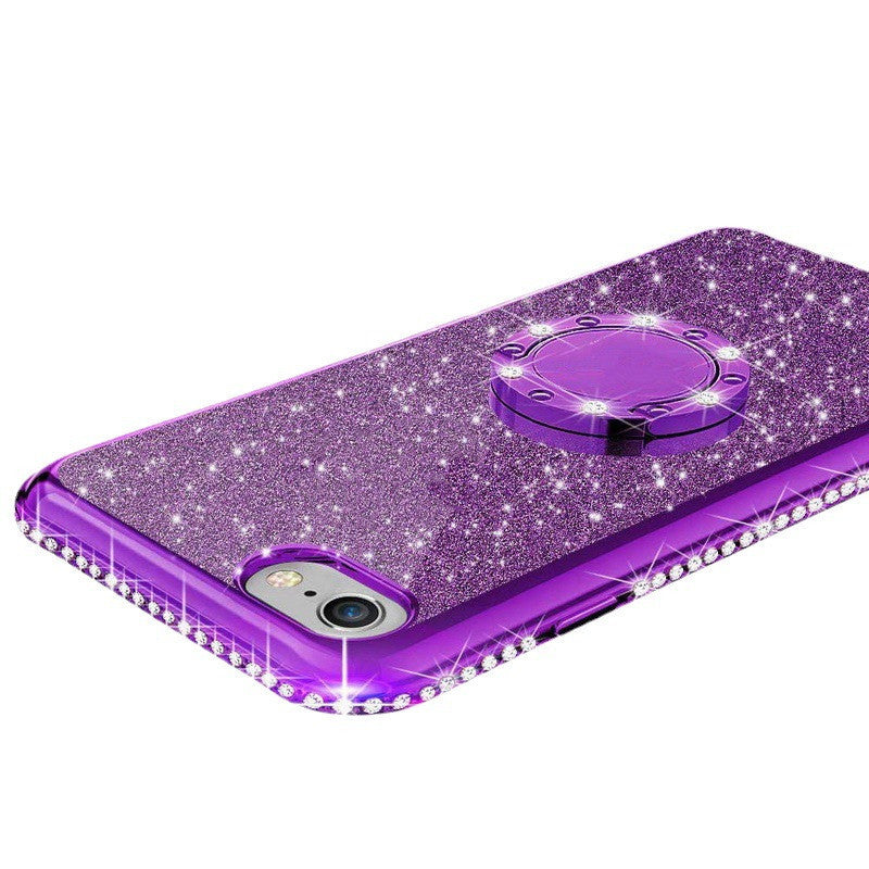 Suitable For Edge Drill Glitter Card Mobile Phone Case Bracket Ring Protector