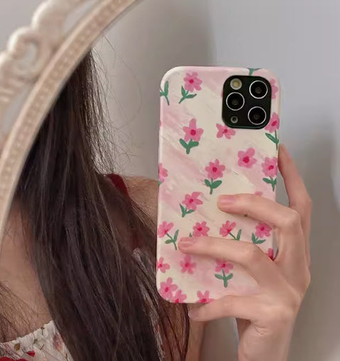 Caixa de celular floral de maquiagem simples de fundação