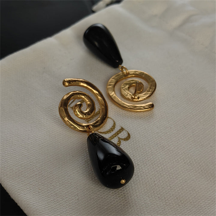 Boucles d'oreilles de drop pour femmes obsidienne