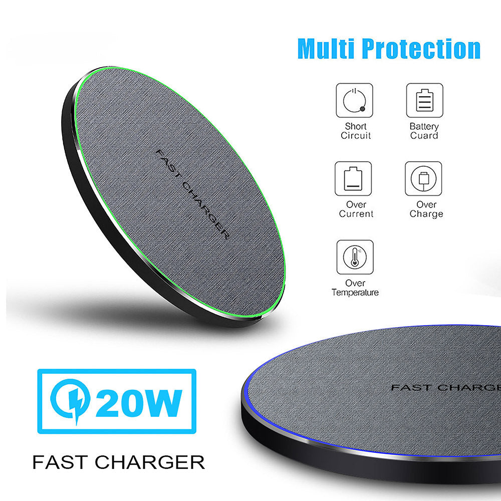 Chargeur sans fil à disque de tissu 20W Charge rapide