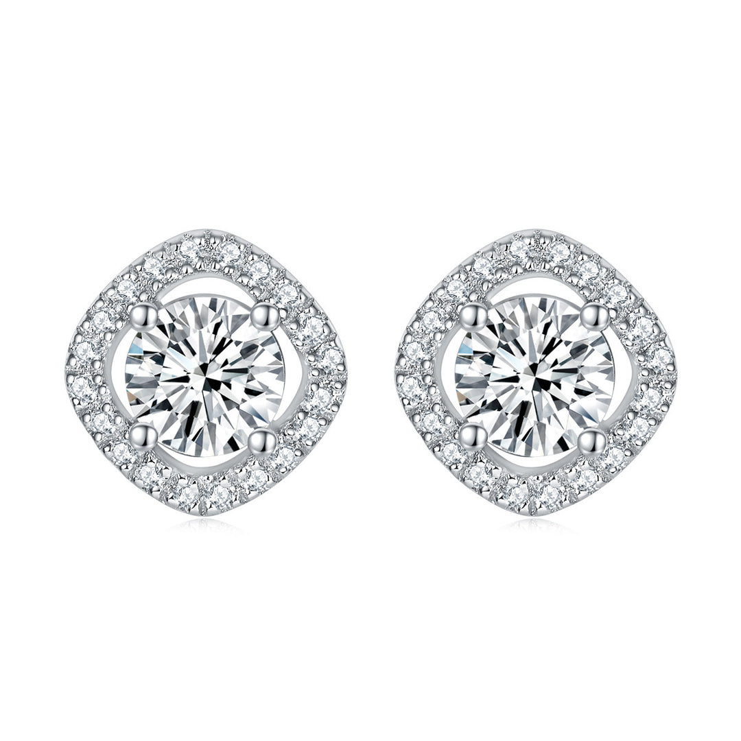 Women's Crown Heart-shaped Zircon 925 Sterling Silver Stud Earrings