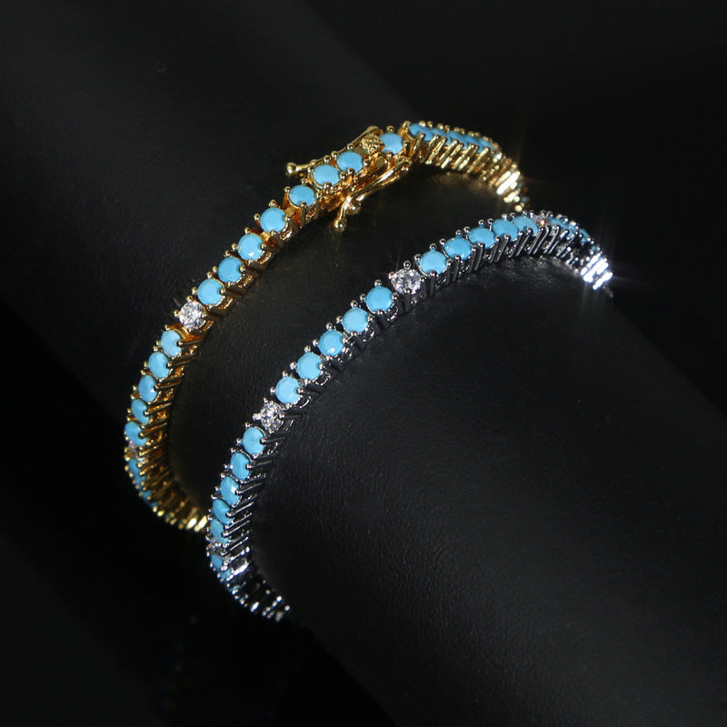 Chaîne de tennis turquoise Bracelet de zircon de mode simple