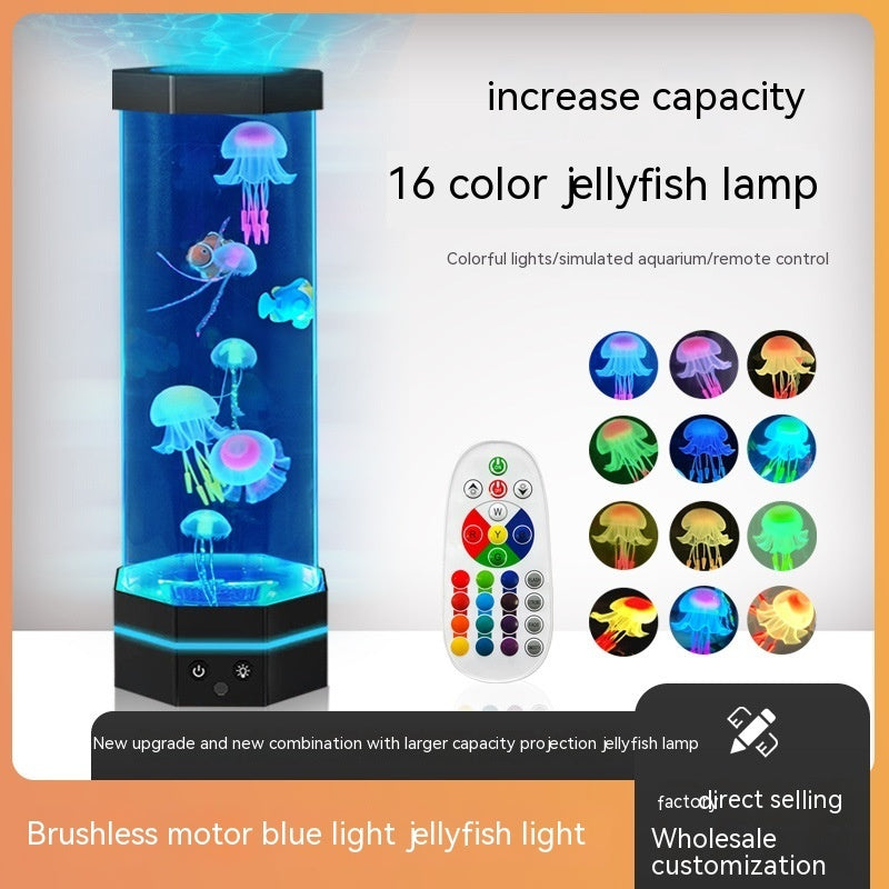 Kwek Lava Lamp 17 kleuren Veranderen 15-inch kwallamp met afstandsbediening USB plug-in Bubble Bubble Fish Lamp Kids Night Light Creative Projector Lamp Home Decor