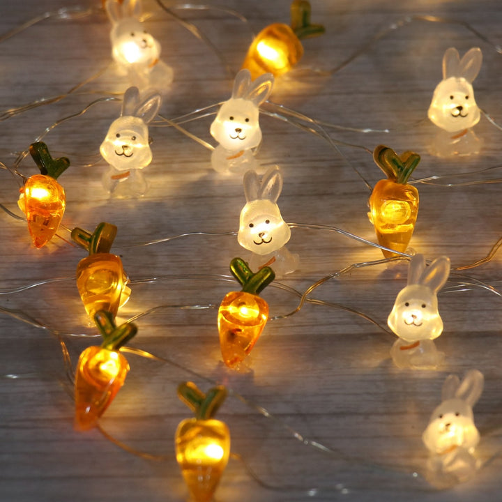 Easter LED Bunny String Lights påskdekoration för Home Morot Rabbit Fairy Light levererar Happy Easter Gifts Party Favor