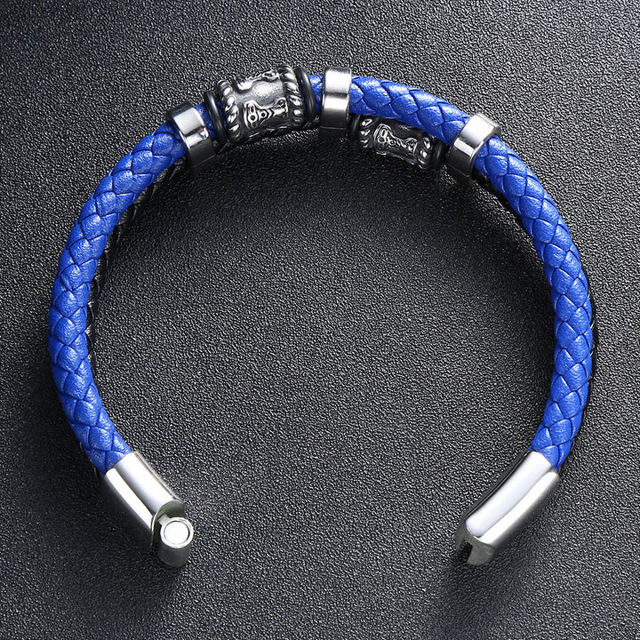 Made Made Colorblock Couather Stainless Aço Sinteira Vintage Men's Bracelet