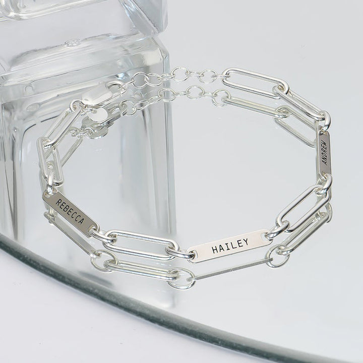 DIY Multi Name Rectangular Chain Bracelet Personalization