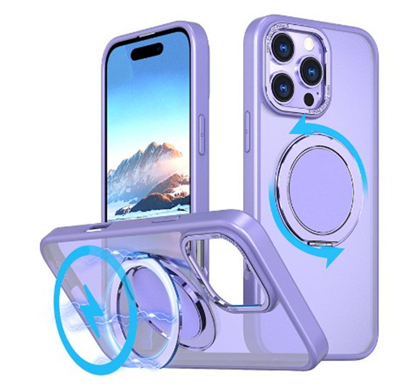 Magnetic Transparent 360 Rotating Bracket With Fulcrum Drop-resistant Phone Case